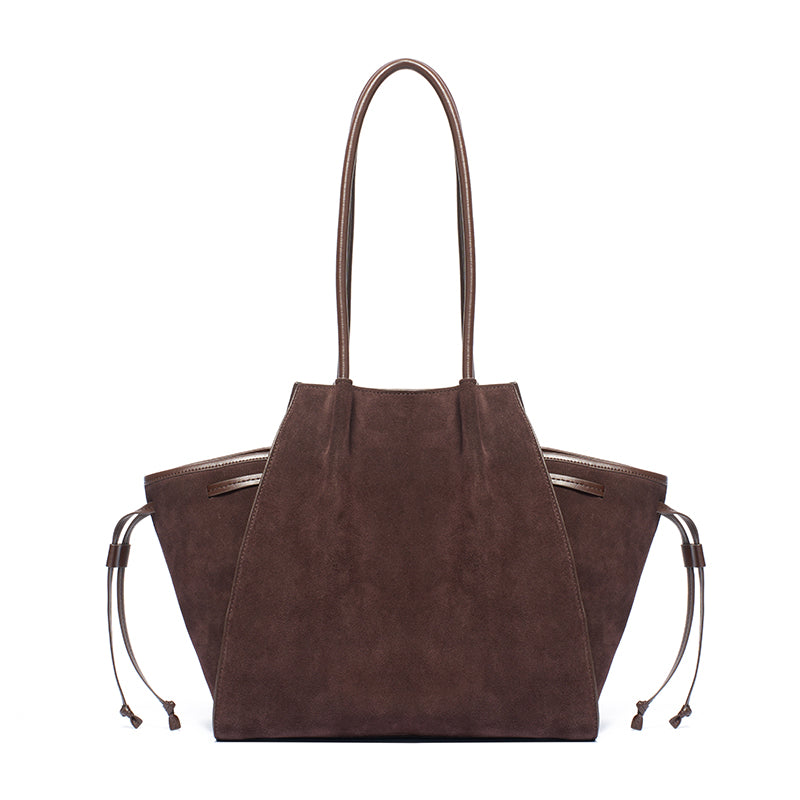 Vintage Slouchy Suede Genuine Leather Tote Clutch Bag