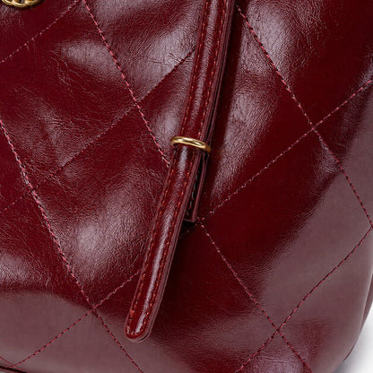 Sculpted Quilted Vegan Eco-Leather Chain Tote Bag