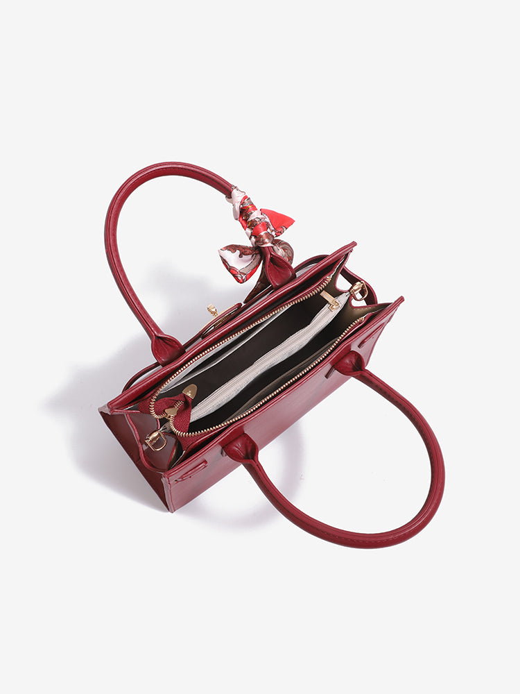 Modern Cloud Motif Vegan Eco-Leather Clutch Bag with Silk Scarf Charm