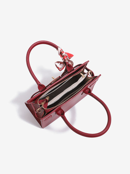 Modern Cloud Motif Vegan Eco-Leather Clutch Bag with Silk Scarf Charm