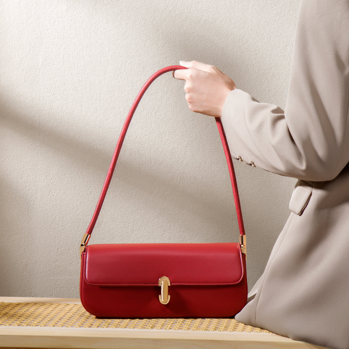 Sophisticated Vegan Eco-Leather Baguette Clutch Bag
