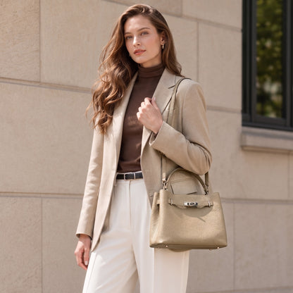 Sleek Genuine Leather Satchel Clutch Bag