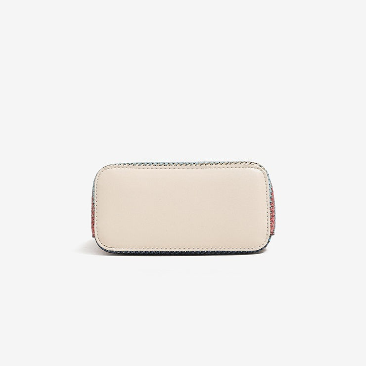 Vibrant Striped Woven Vegan Eco-Leather Compact Clutch Bag with Playful Charm