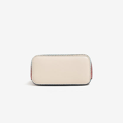 Vibrant Striped Woven Vegan Eco-Leather Compact Clutch Bag with Playful Charm