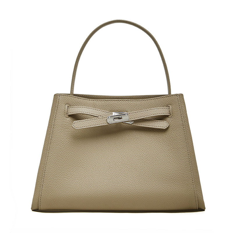 Ampia borsa tote a secchiello versatile in vera pelle Kelly sofisticata