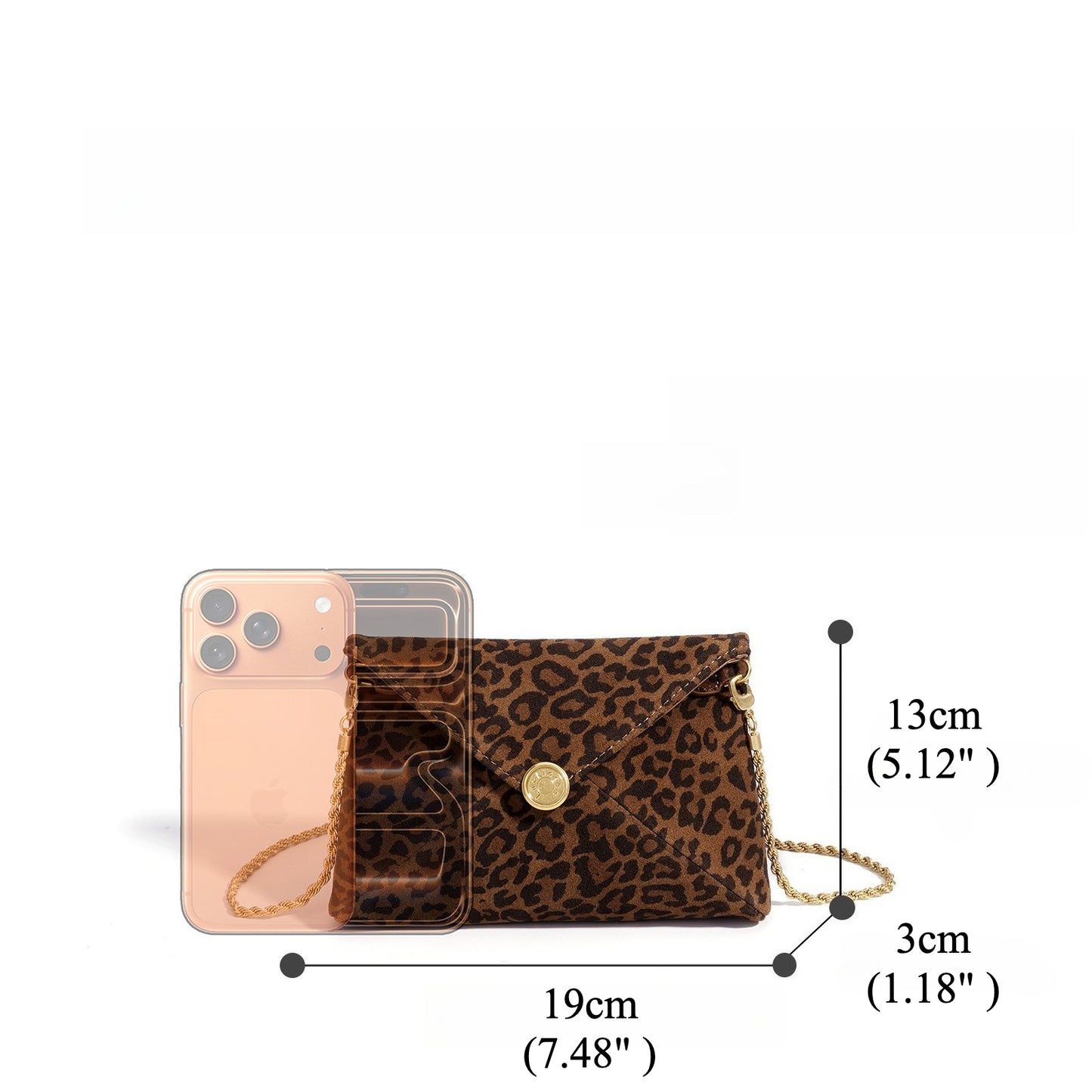 Retro Suede Genuine Leather Leopard Envelope Clutch Bag