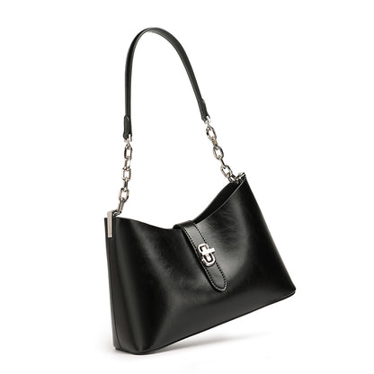 Borsa classica in vera pelle da portare sottobraccio con fibbia metallica