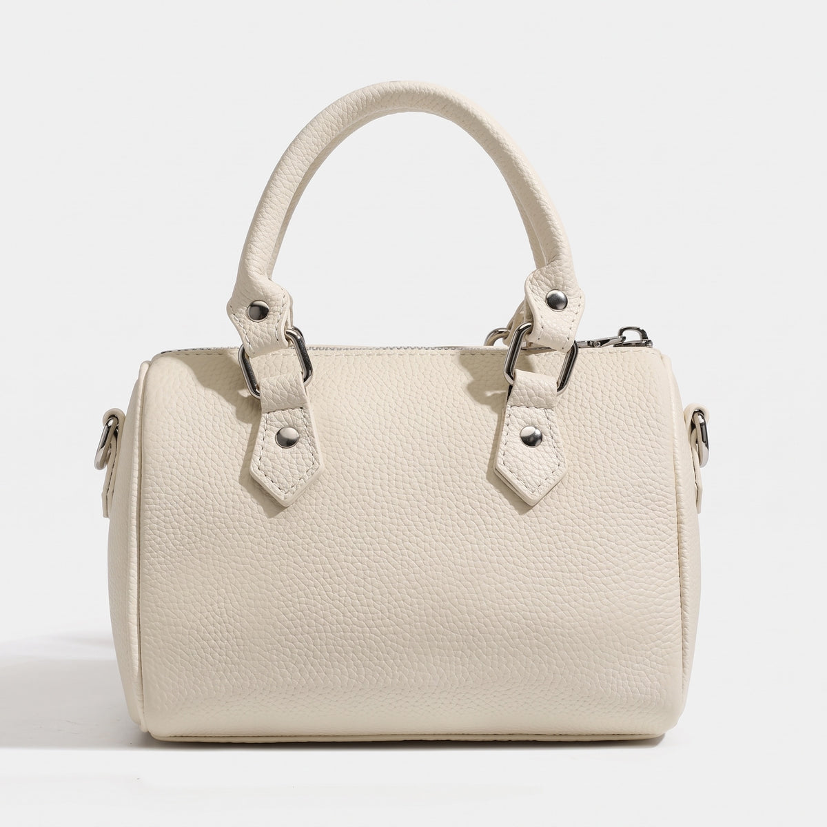 Geantă clutch retro luxoasă din piele autentică granulată, tip Boston