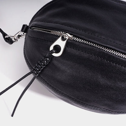 Modern Supple Genuine Sheepskin Leather Oval Rugby Clutch Bag
