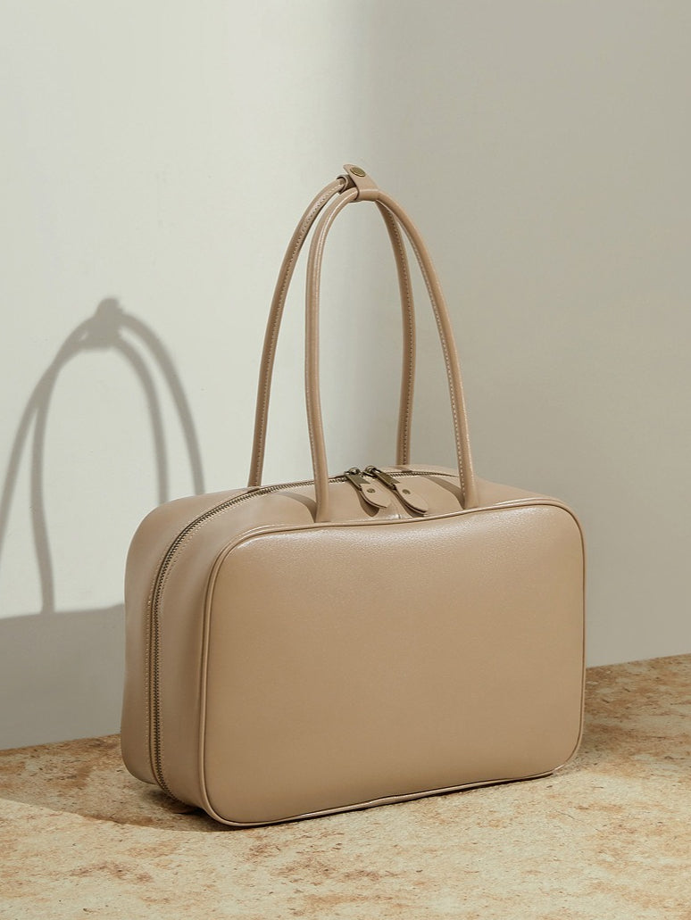 Women's Large Smooth Genuine Leather Bag - Versatile 2-Way Carry Office Work Tote