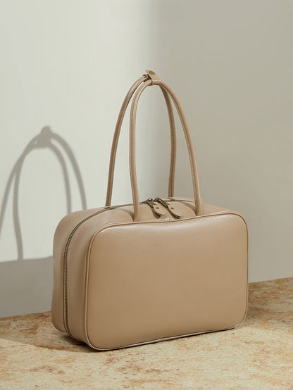 Women's Large Smooth Genuine Leather Bag - Versatile 2-Way Carry Office Work Tote