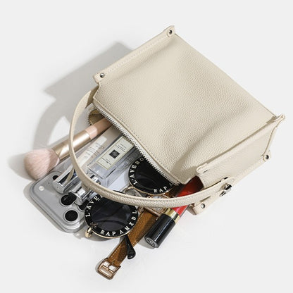 Clean-lined Pebbled Genuine Leather Crossbody Clutch Bag