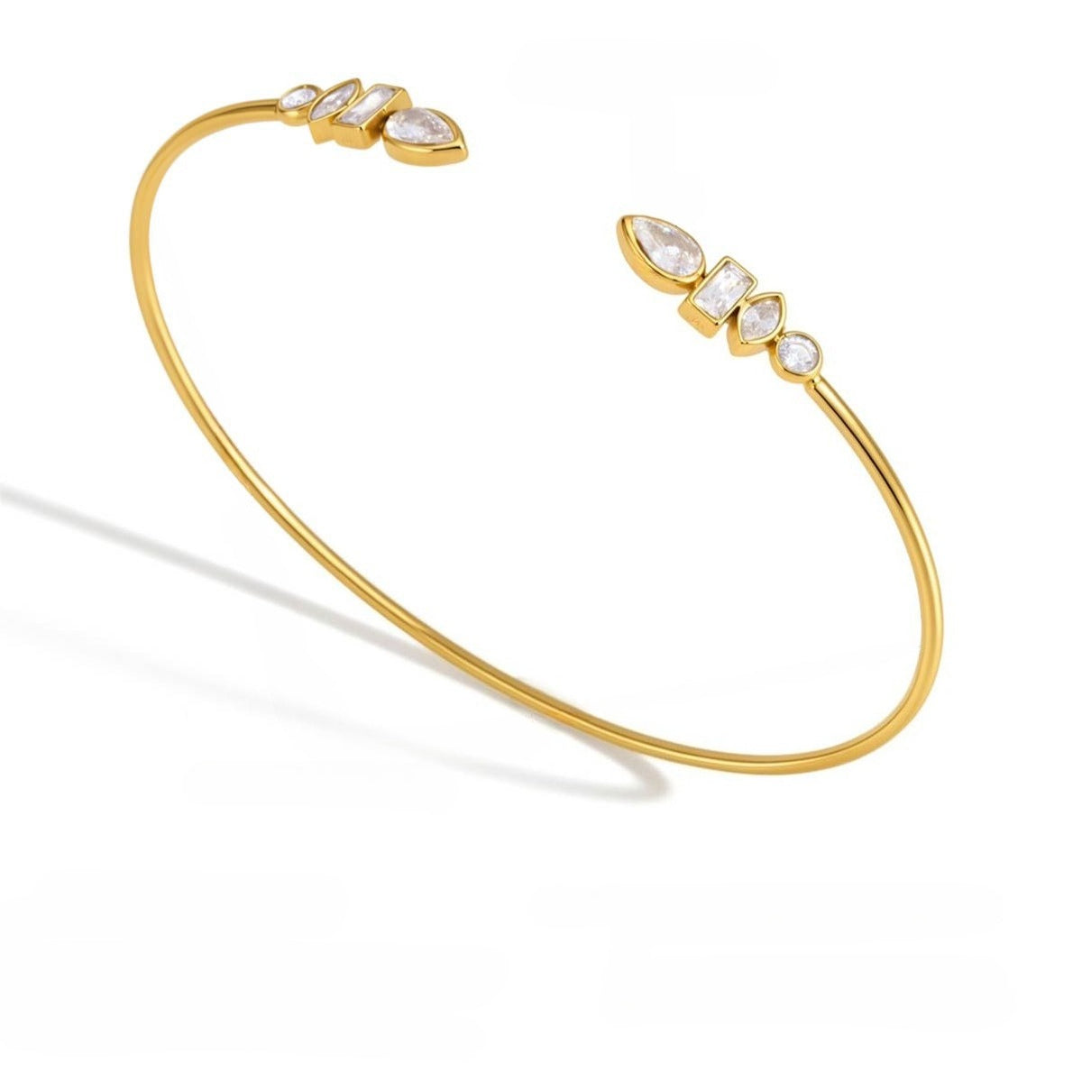 Geometric Silhouette Sculptural Open Cuff Stacking Bracelet