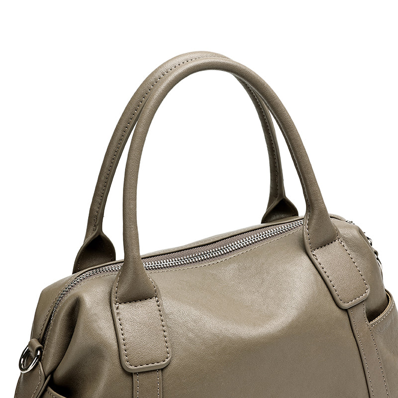 Effortless Genuine Leather Commuter Boston Clutch Bag