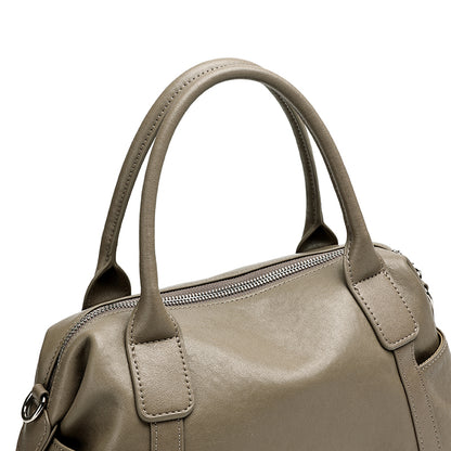 Effortless Genuine Leather Commuter Boston Clutch Bag