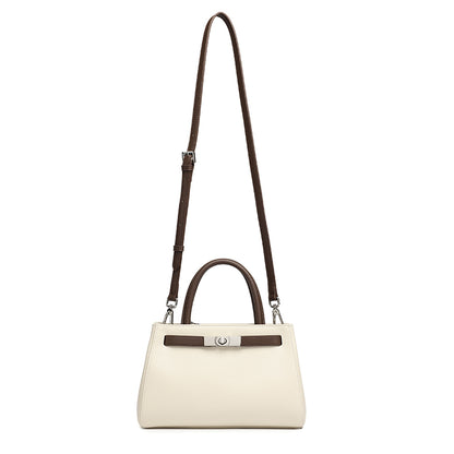 Elegante borsa Kelly a tracolla in vera pelle testurizzata