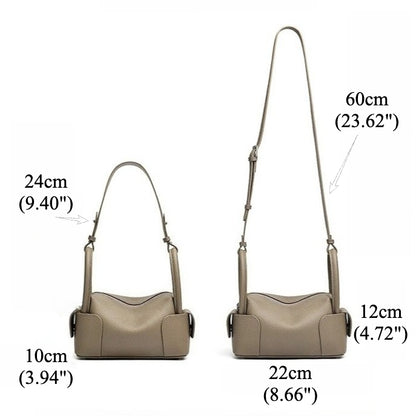 Architectural Pebbled Genuine Leather Boston Clutch Bag