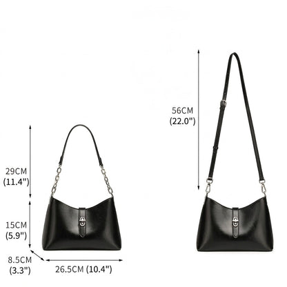 Borsa classica in vera pelle da portare sottobraccio con fibbia metallica