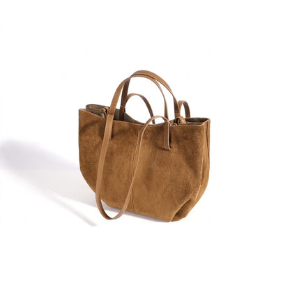 Geantă clutch tote vintage din piele întoarsă naturală, cu portmoneu pentru monede