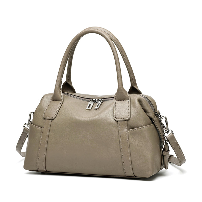 Effortless Genuine Leather Commuter Boston Clutch Bag