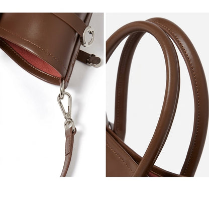 Ampia borsa tote a tracolla in pelle bovina semplice di lusso italiano