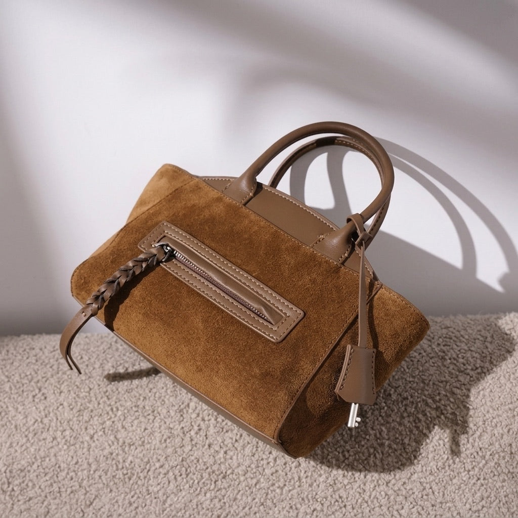 Muted Suede Genuine Leather Clutch Bag