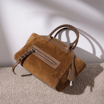 Muted Suede Genuine Leather Clutch Bag