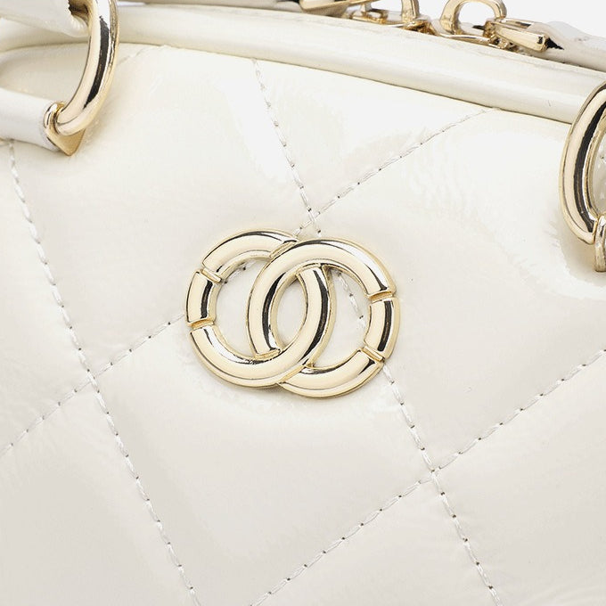 Exquisite Glossy Genuine Leather Quilted Chain Clutch Bag