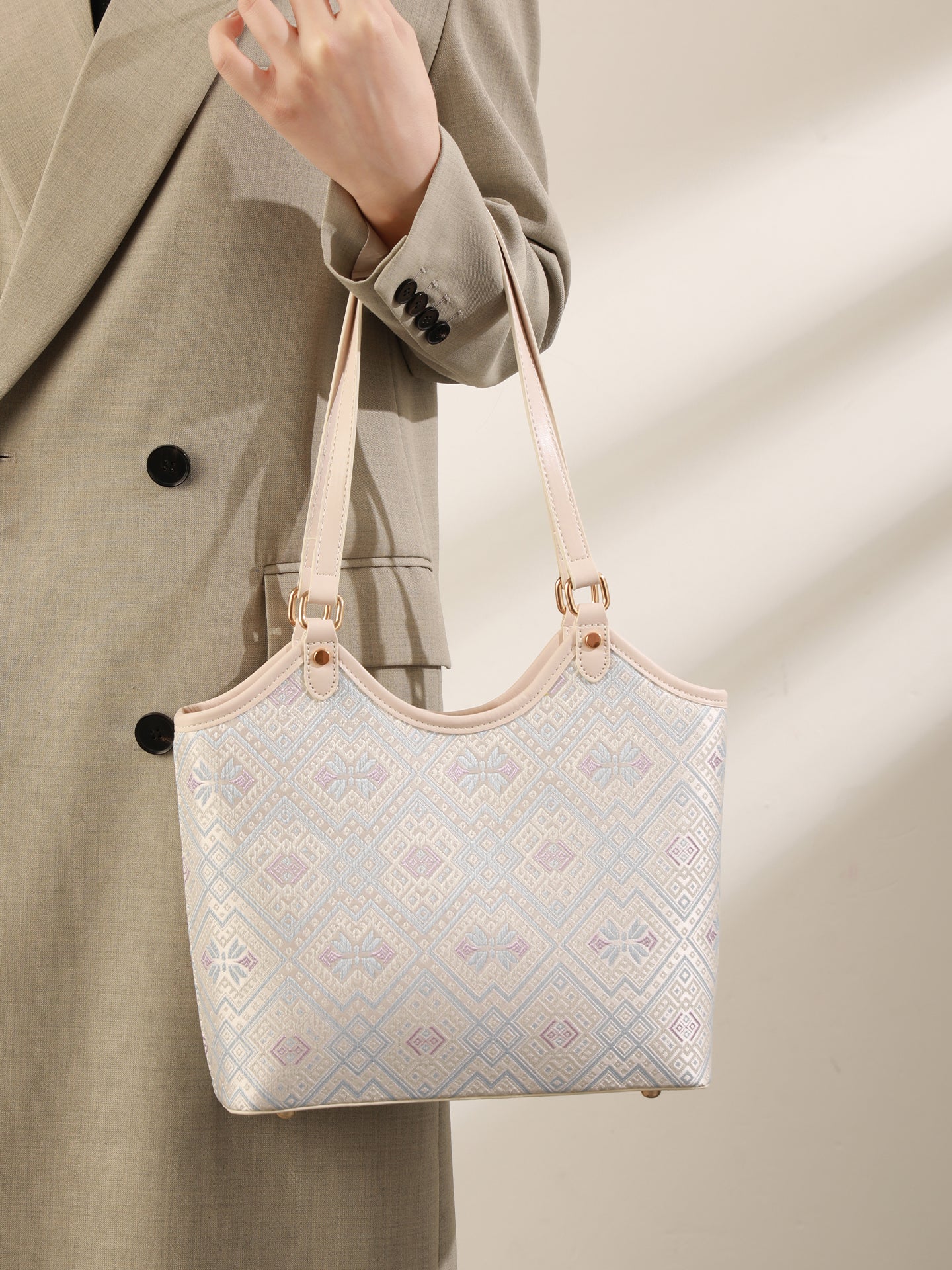 Intricate Butterfly Brocade Vegan Eco-Leather Tote Clutch Bag
