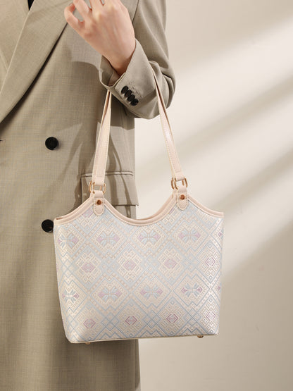 Intricate Butterfly Brocade Vegan Eco-Leather Tote Clutch Bag