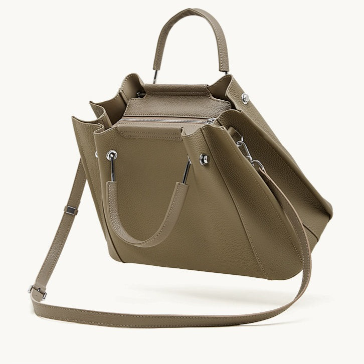 Women's Executive Trapezoid Genuine Leather Tote Bag