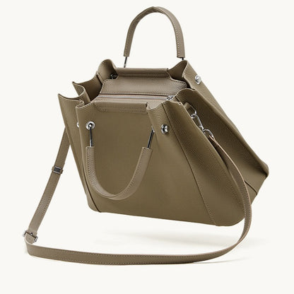 Women's Executive Trapezoid Genuine Leather Tote Bag