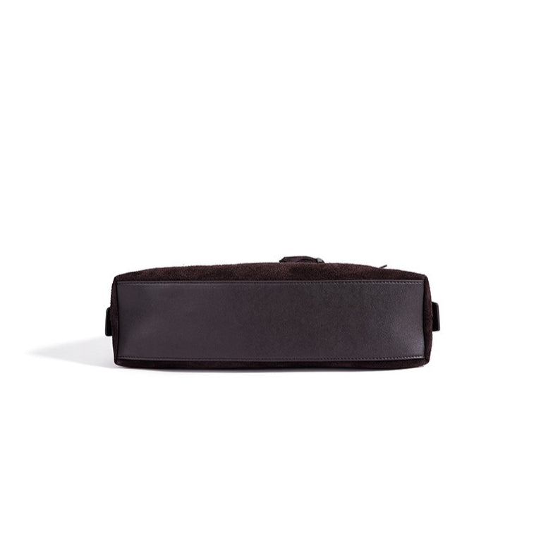 Chic Matte Genuine Leather Baguette Clutch Bag
