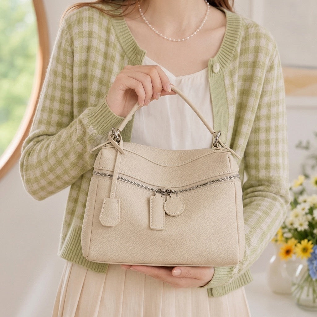 Chic Genuine Leather Square Pillow Clutch Bag