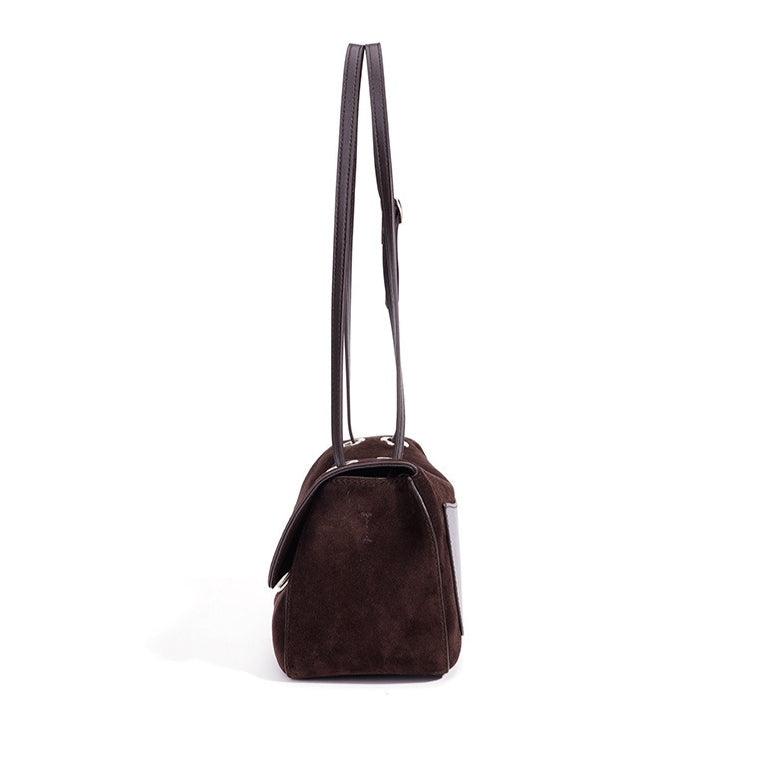 Elegant Suede Genuine Leather Flap Clutch Bag