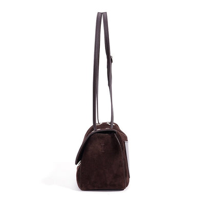 Elegant Suede Genuine Leather Flap Clutch Bag