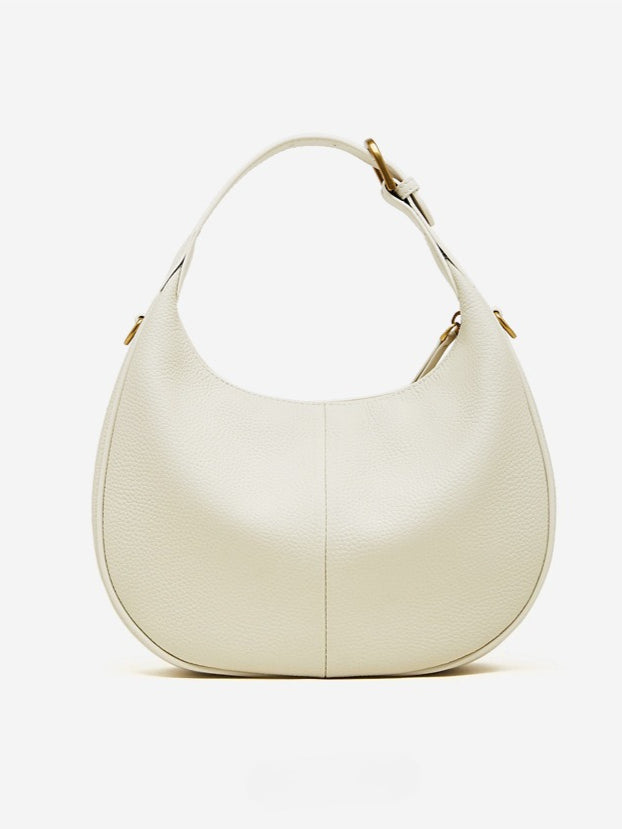 Modern Half-Moon Genuine Leather Bag - Versatile 2-Way Carry Pebbled Hobo