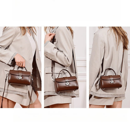 Chic Genuine Leather Cylinder Box Clutch Bag