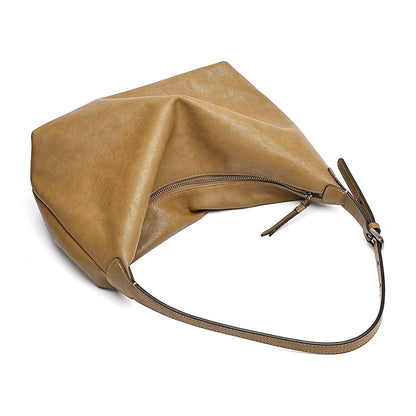 Supple Slouchy Genuine Leather Crescent Hobo Clutch Bag