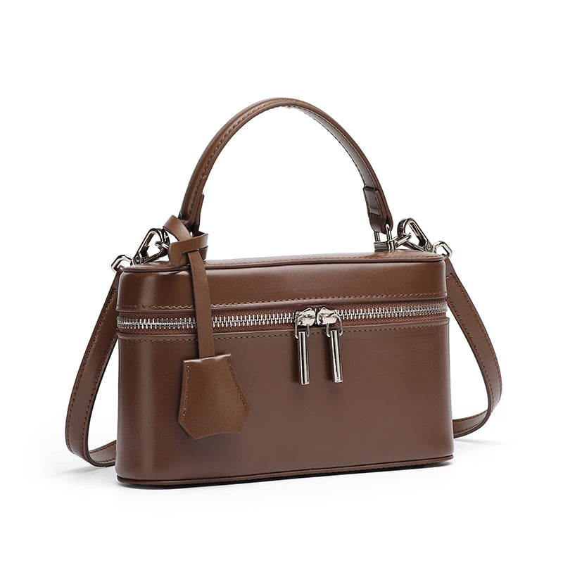 Bolso clutch cuadrado minimalista de cuero genuino
