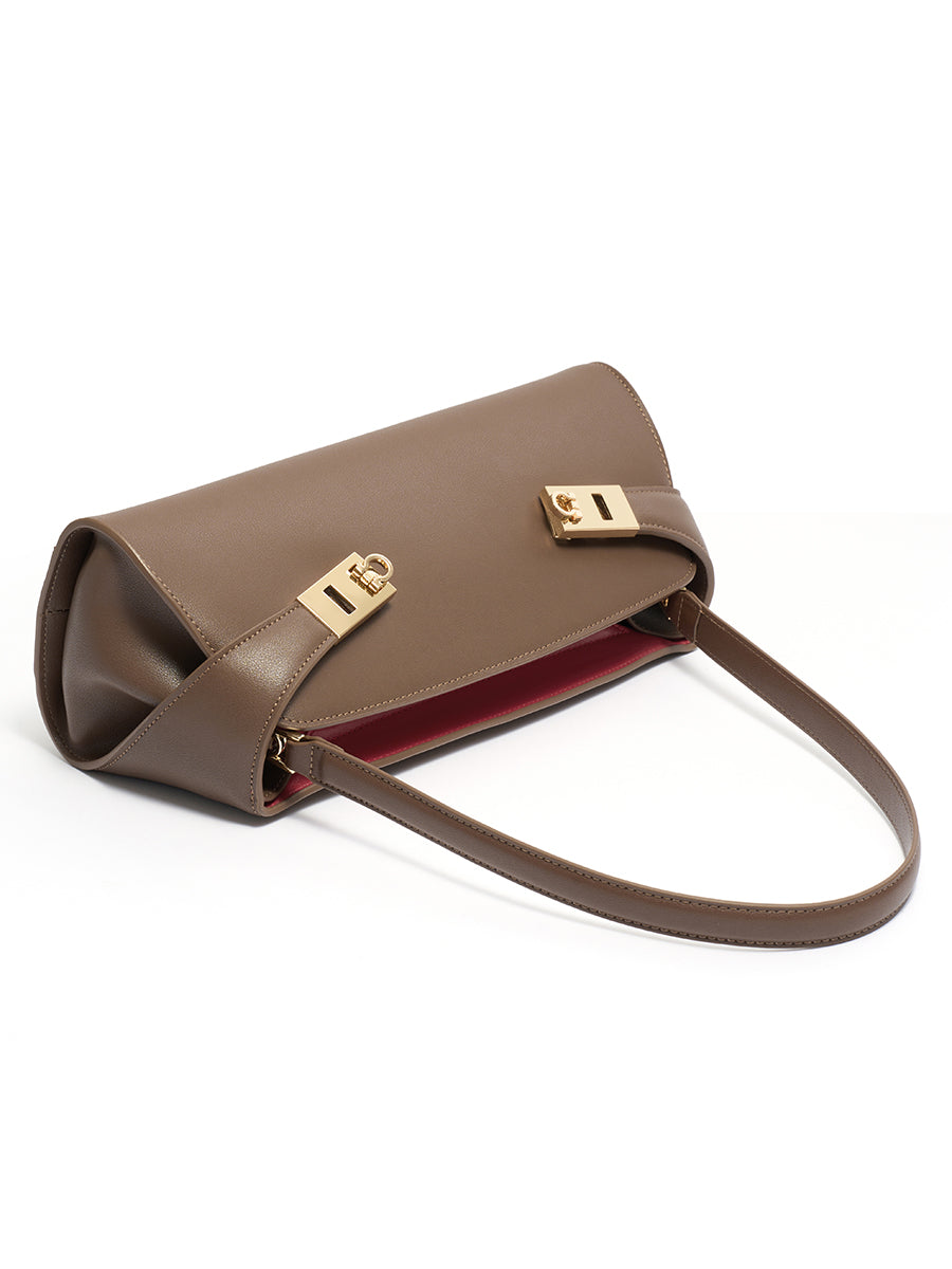 Graceful Genuine Leather Baguette Clutch Bag
