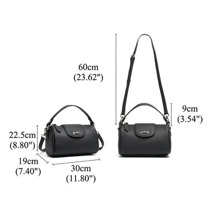 Modern Genuine Leather Cylindrical Barrel Clutch Bag