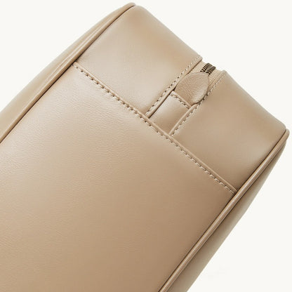 Women's Large Smooth Genuine Leather Bag - Versatile 2-Way Carry Office Work Tote