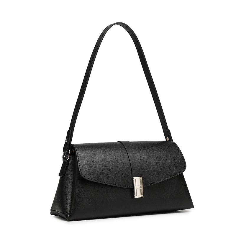 Borsa minimalista a spalla in vera pelle con fibbia H distintiva