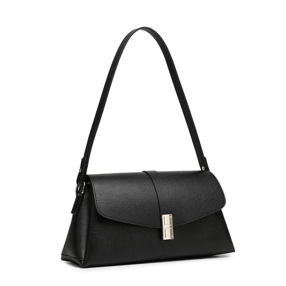 Borsa minimalista a spalla in vera pelle con fibbia H distintiva