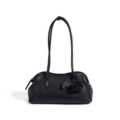 Minimalist Supple Genuine Leather Curved Clutch Bag with Playful Charm