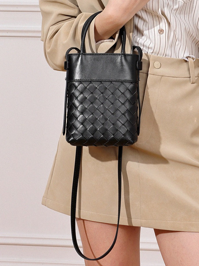 Artisan Woven Genuine Lambskin Leather Mini Clutch Bag