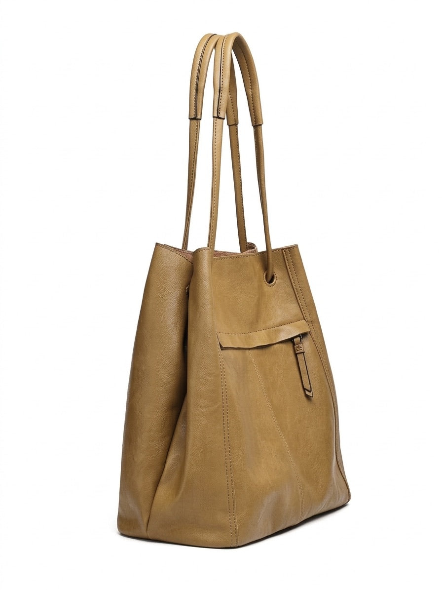 Artisanal Soft Genuine Leather Tote Clutch Bag