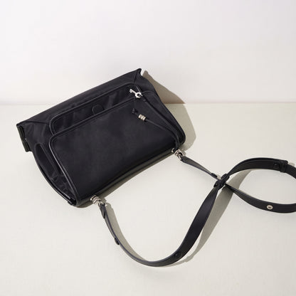 Sleek Nylon Flap Messenger Clutch Bag