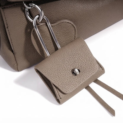 Mellow Pebbled Genuine Leather Flap Clutch Bag with Coin Pouch